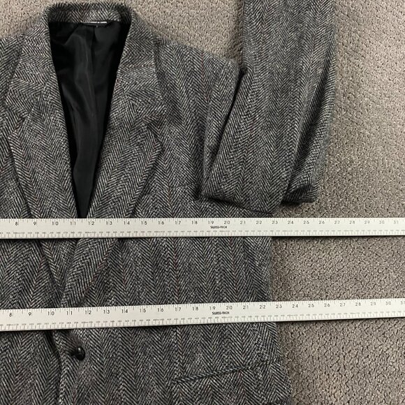 Vintage Harris Tweed Wool Tweed Herringbone Blazer Sport Coat Mens 46 SHORT Gray - Picture 10 of 16